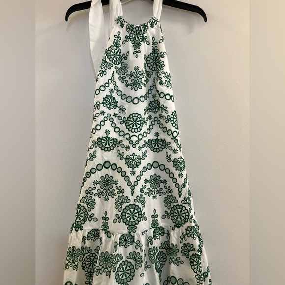 MILLY Hayden Scallop Eyelet Dress in White & Green - Picture 9 of 16